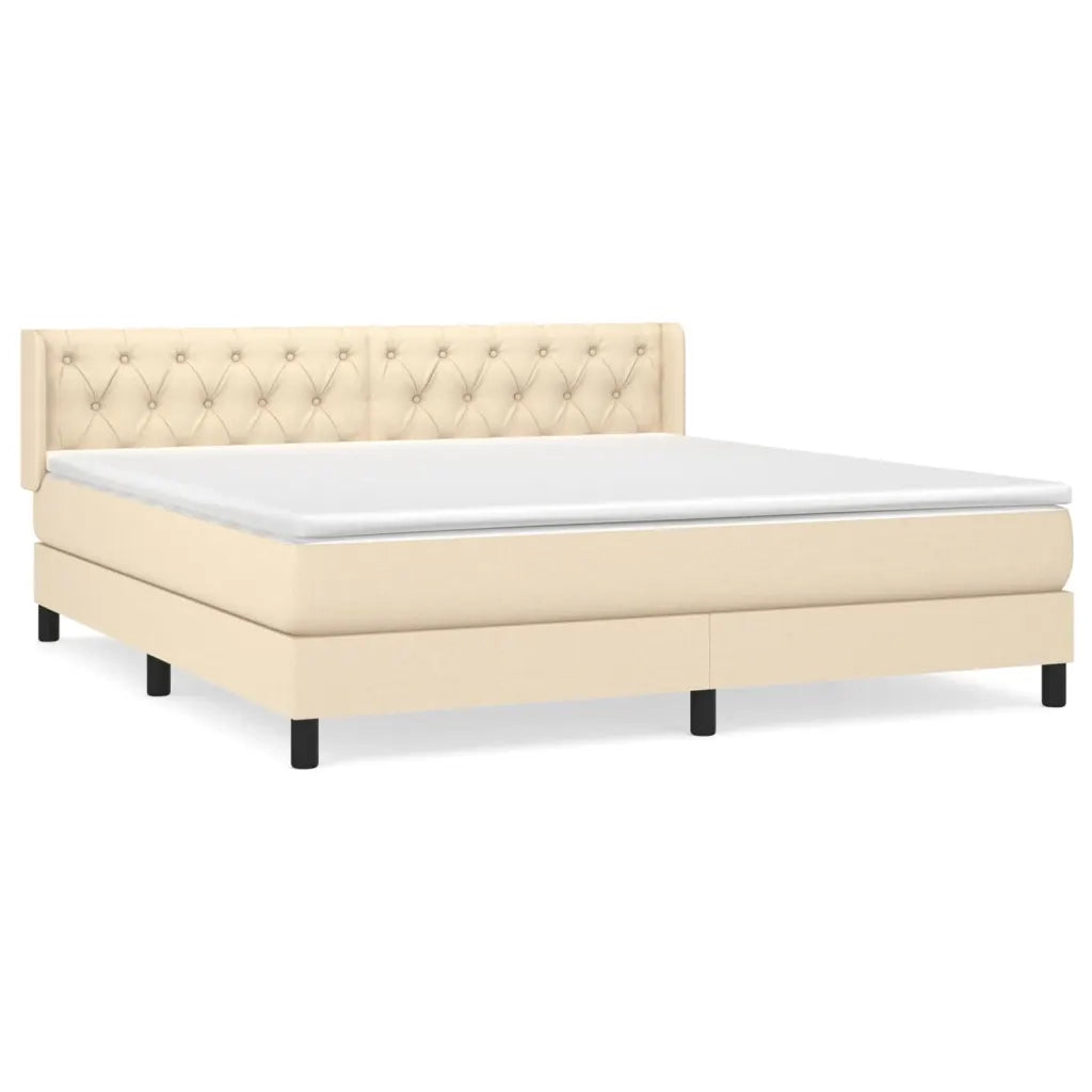 Giroletto a Molle con Materasso Crema 160x200 cm in Tessuto