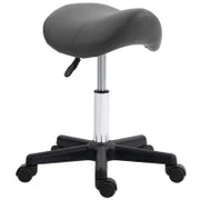 Sgabello a Rotelle Regolabile in Altezza, Girevole, in Ecopelle, 48 x 47 x 45-57 cm, Grigio