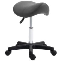 Sgabello a Rotelle Regolabile in Altezza, Girevole, in Ecopelle, 48 x 47 x 45-57 cm, Grigio