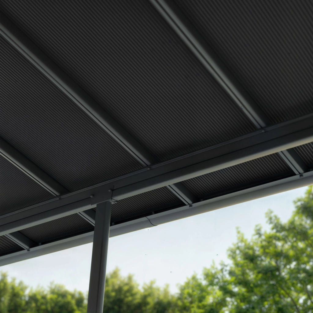 Canopia Sierra Cabrio Pergola Addossata in Alluminio 3X8.6 m Struttura grigia / Pannelli grigio opaco