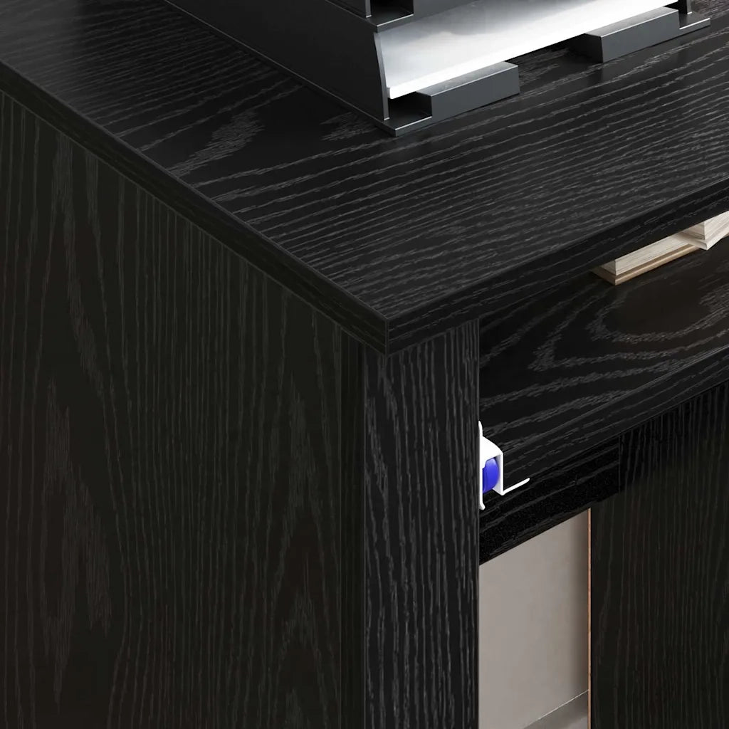 Scrivania | Tavolo da Ufficio con Ruote con cassetto Rovere Nero 91 x 50 x 77 cm