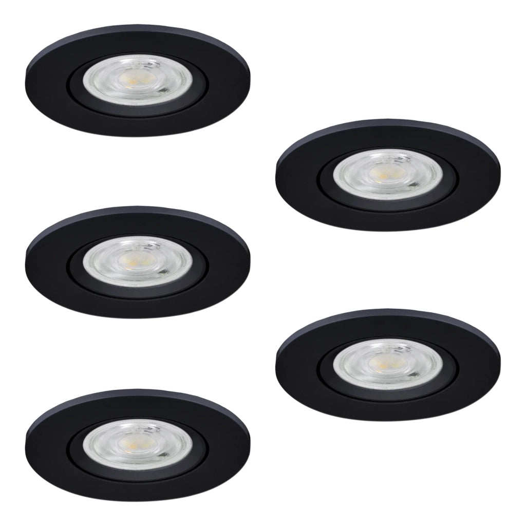 Faretto Incasso Moderno Barranco Plastiche Nere 5 Luci Led 4,5W 5X450Lm Ip20