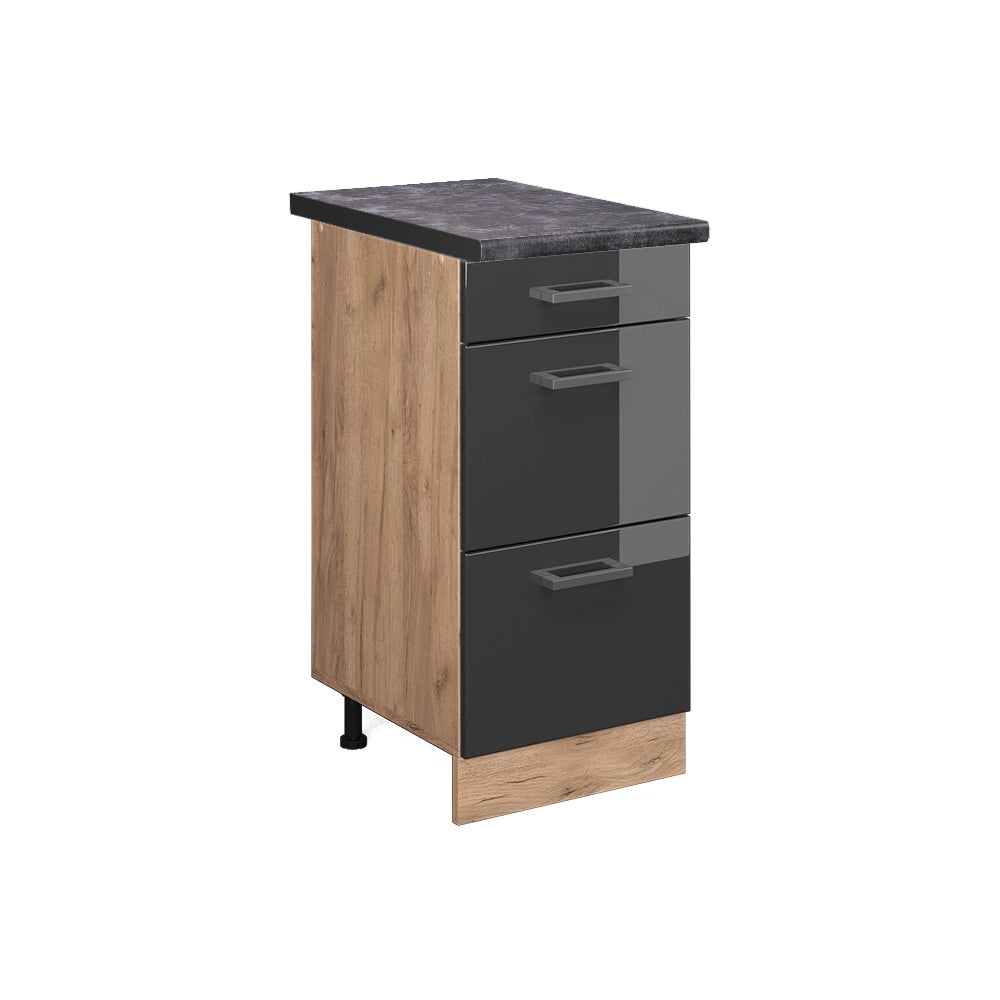 Vicco Mobiletto base per cucina Antracite lucido 40 cm con cassetti, PL Antracite