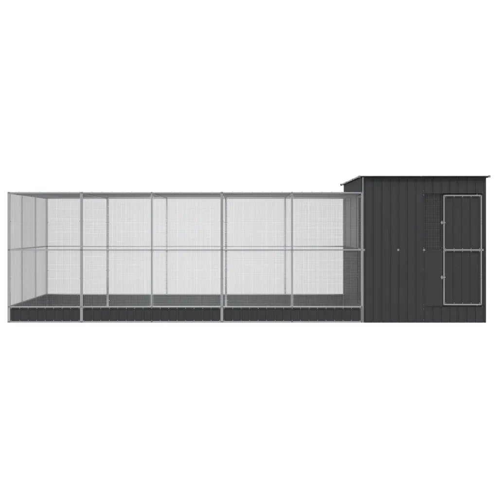 vidaXL Voliera con Estensione Argento 704x303x216 cm in Acciaio