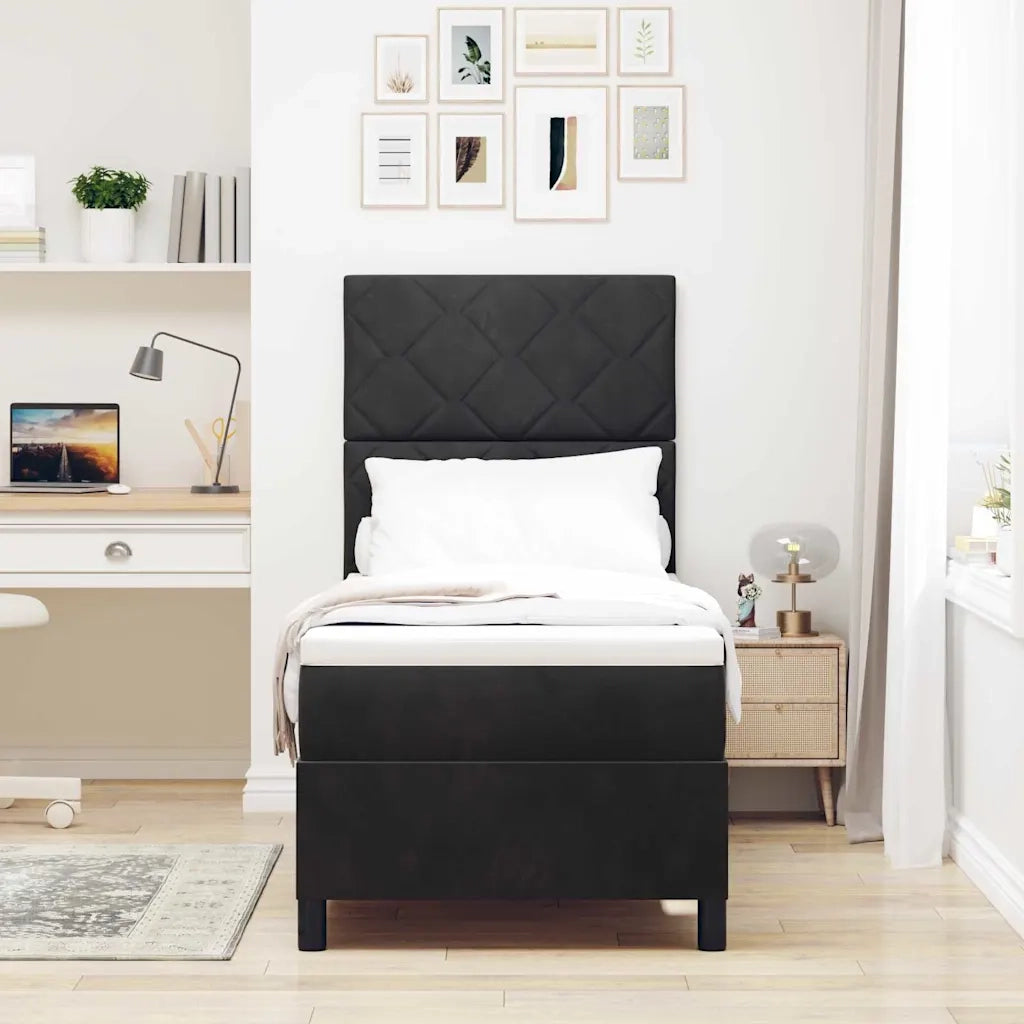 Letto a Sorgente LED con testiera Nero 80 x 200 cm Velluto 3343342