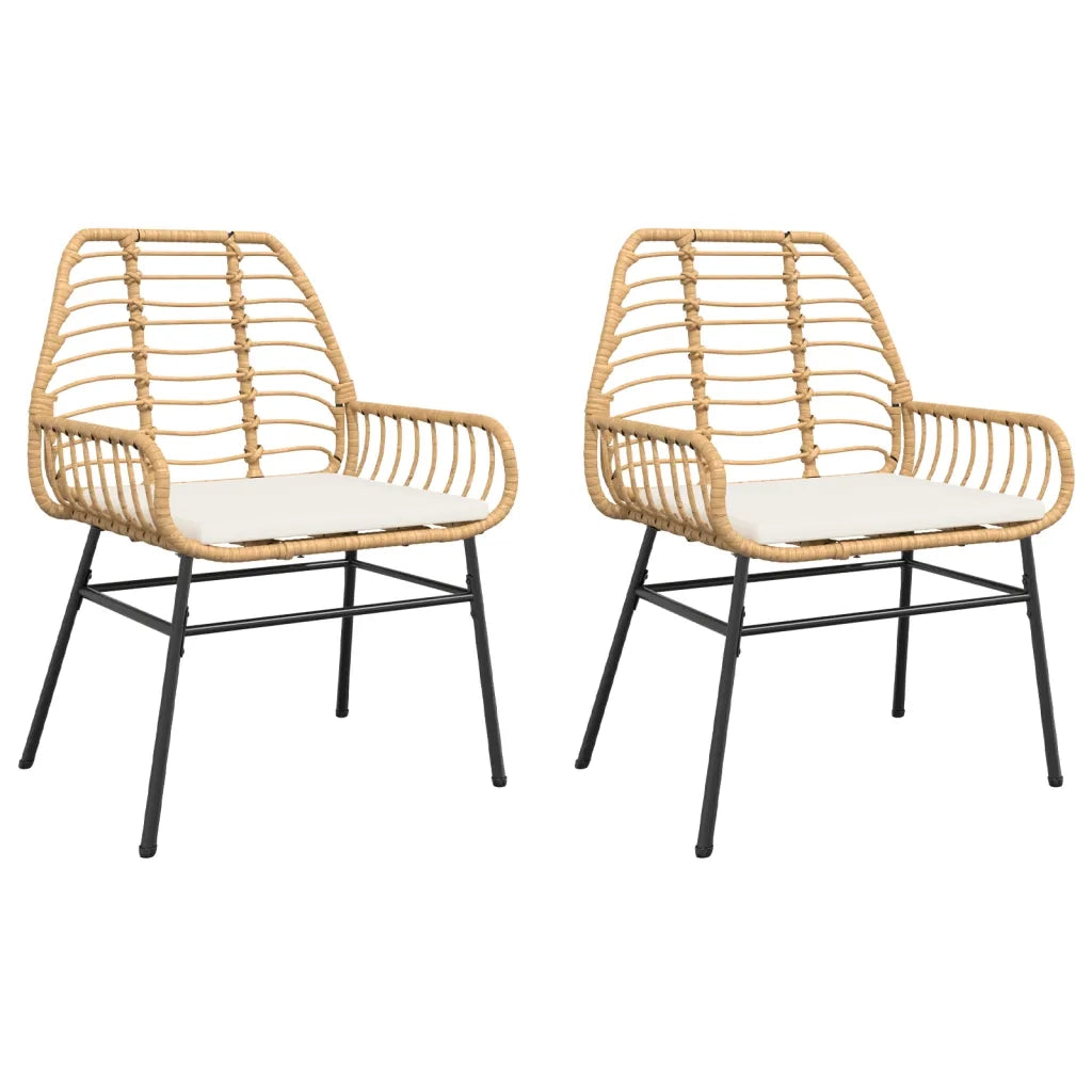 Sedie da Giardino 2 pz | Sedie da Esterno con Cuscini Marrone in Polyrattan