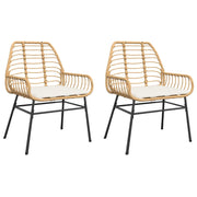 Sedie da Giardino 2 pz | Sedie da Esterno con Cuscini Marrone in Polyrattan