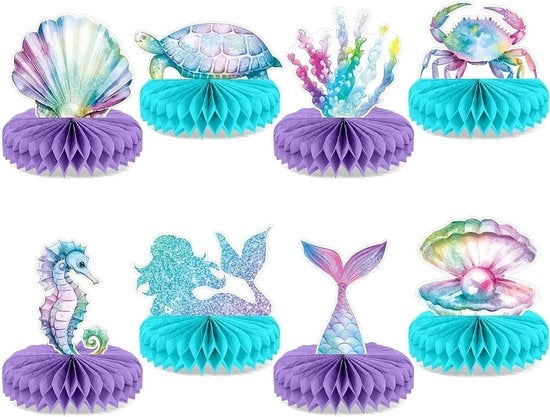 Accessori di Festa per Bambini - 8 Pezzi Decorazione di Compleanno per Bambino - Fiorellini Sotto il Mare - Decorazioni di Festa per Oceano - Tavola Decorativa a Fiorellini - Festa per Bambini