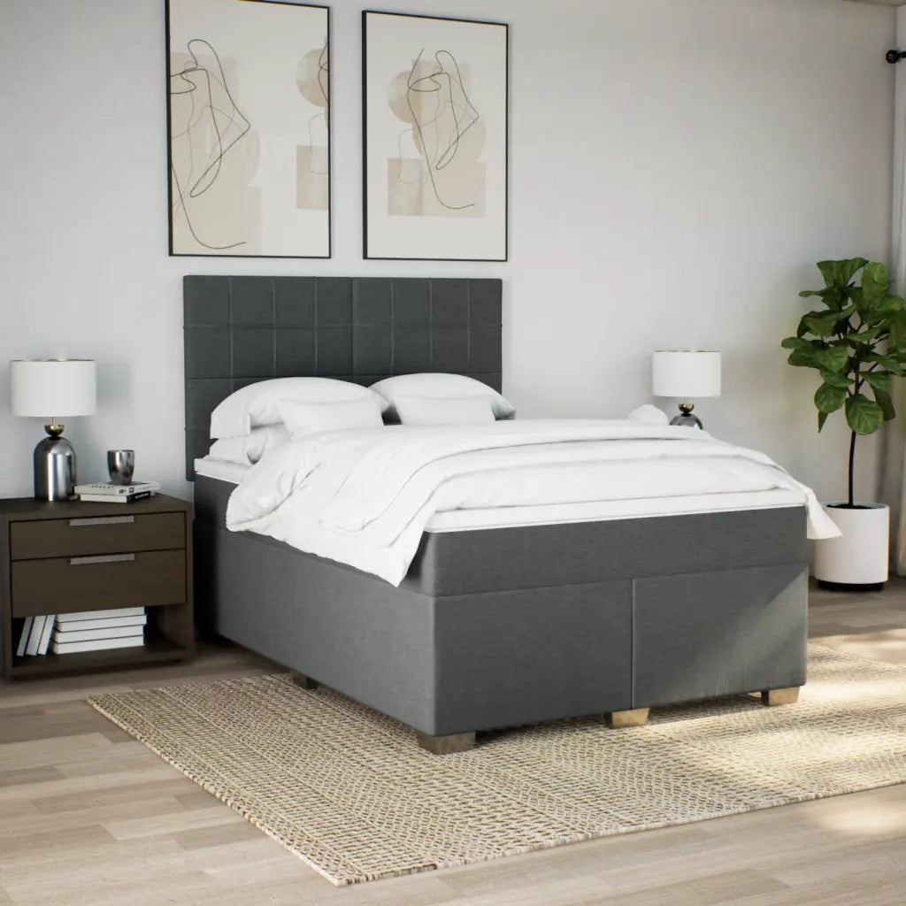 Giroletto a Molle con Materasso Grigio Scuro 140x190 cm Tessuto 3290484