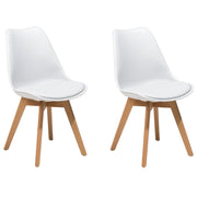 Set di 2 Sedie da Pranzo Ecopelle colore bianco con  Gambe in Legno Lucide soggiorno sala da pranzo