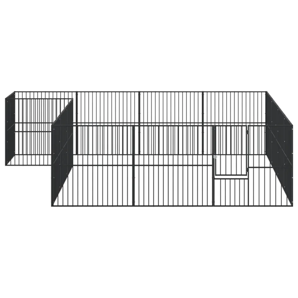 Box per Cani 16 Pannelli Nero Acciaio Zincato 3209559