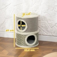 Tiragraffi per gatti in sisal naturale, rivestito di peluche 35,5x35,5x49 cm Beige