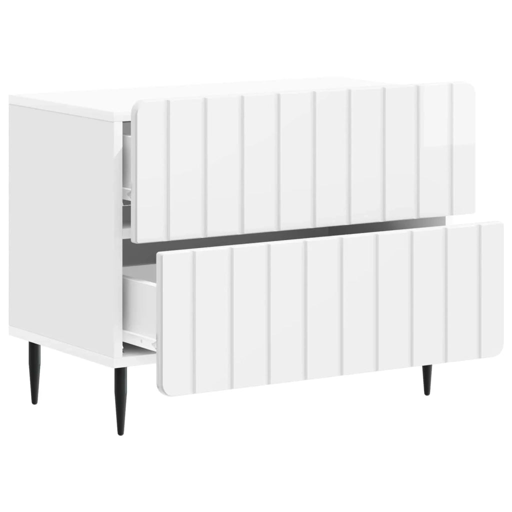 Armadio da Notte con cassetto Bianco Lucido 62 x 34,5 x 49,5 cm 894319