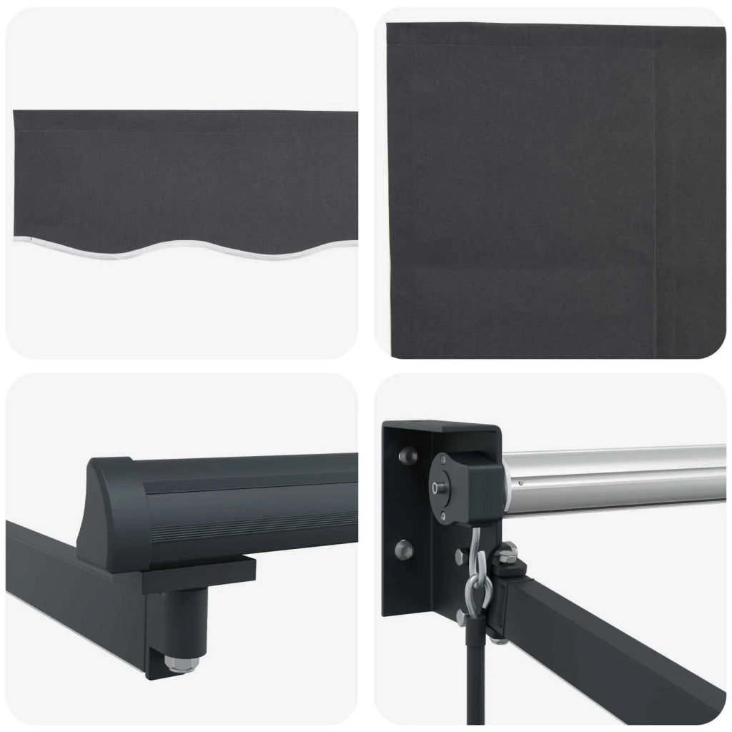 Tenda retrattile manuale con LED Antracite 3,5 x 2 m