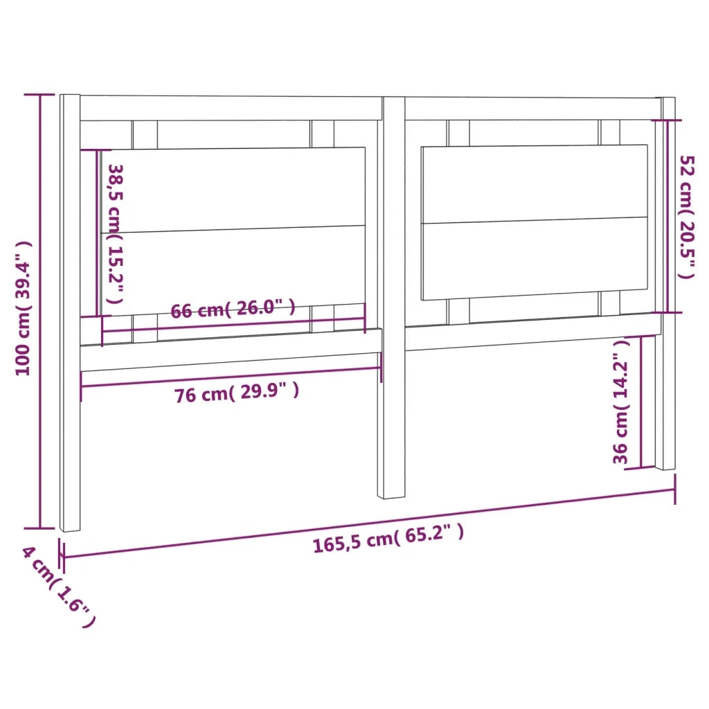 Testiera per Letto Bianca 165,5x4x100 cm Legno Massello di Pino 817951