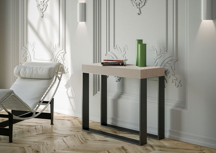 Consolle Allungabile 90-300x40x77 cm Elettra Premium Cashmere Telaio Antracite