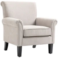 Poltrona d'Arredo in Stile Nordico con Braccioli, in Legno e Poliestere, 79x78x87 cm, Grigio e Marrone