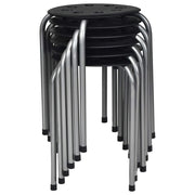 Set di 6 sgabelli rotondi impilabili 37 x 37 x 44 cm leggeri con piedini antiscivolo design moderno in metallo nero e grigio 20_0012615