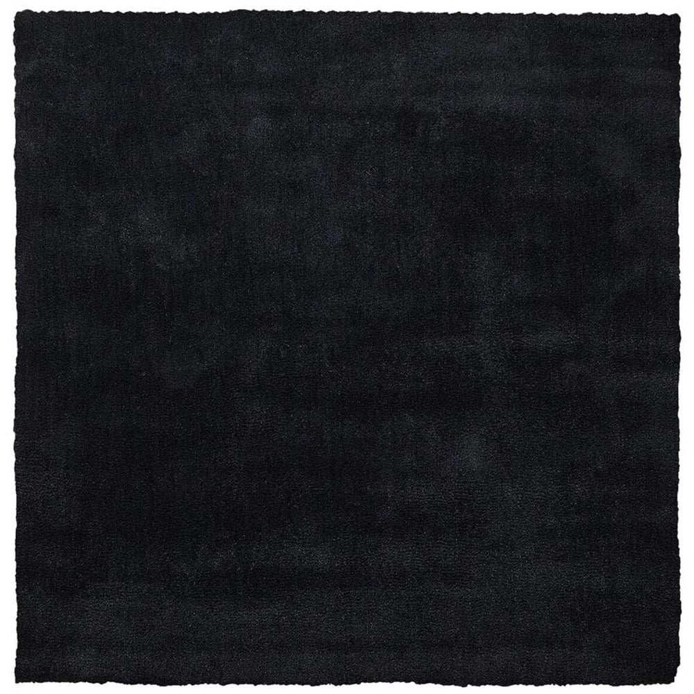 Tappeto shaggy Nero 200 x 200 cm moderno tappeto quadrato trapuntato a Pelo Lungo