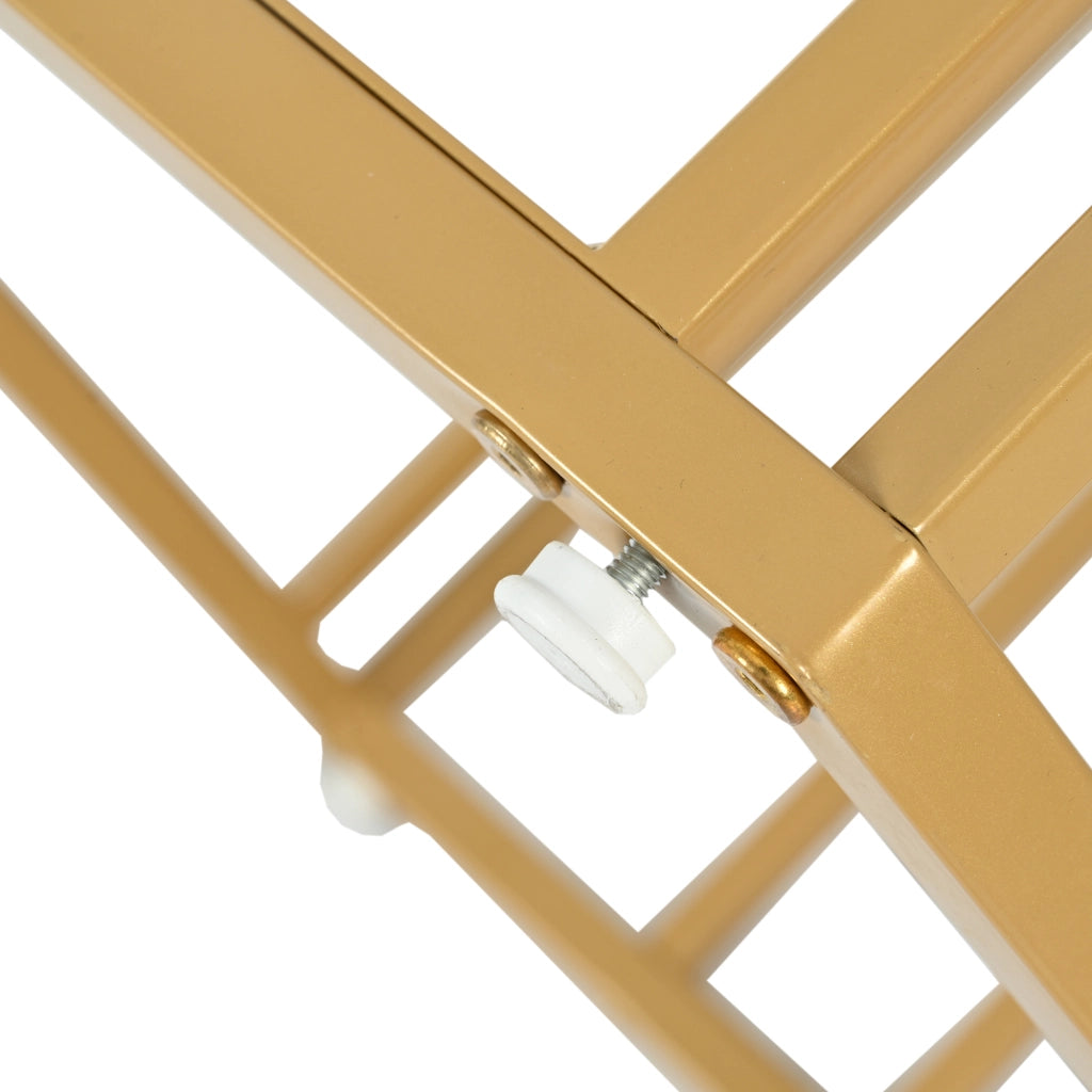 Tavolo da pranzo esagonale con piano effetto marmo e base in metallo dorato, per soggiorno, 115,5 × 100 × 75 cm