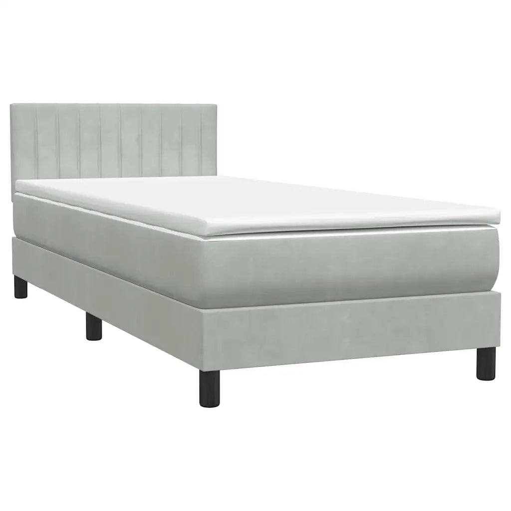 vidaXL Giroletto a Molle con Materasso Grigio Chiaro 80x220 cm Velluto