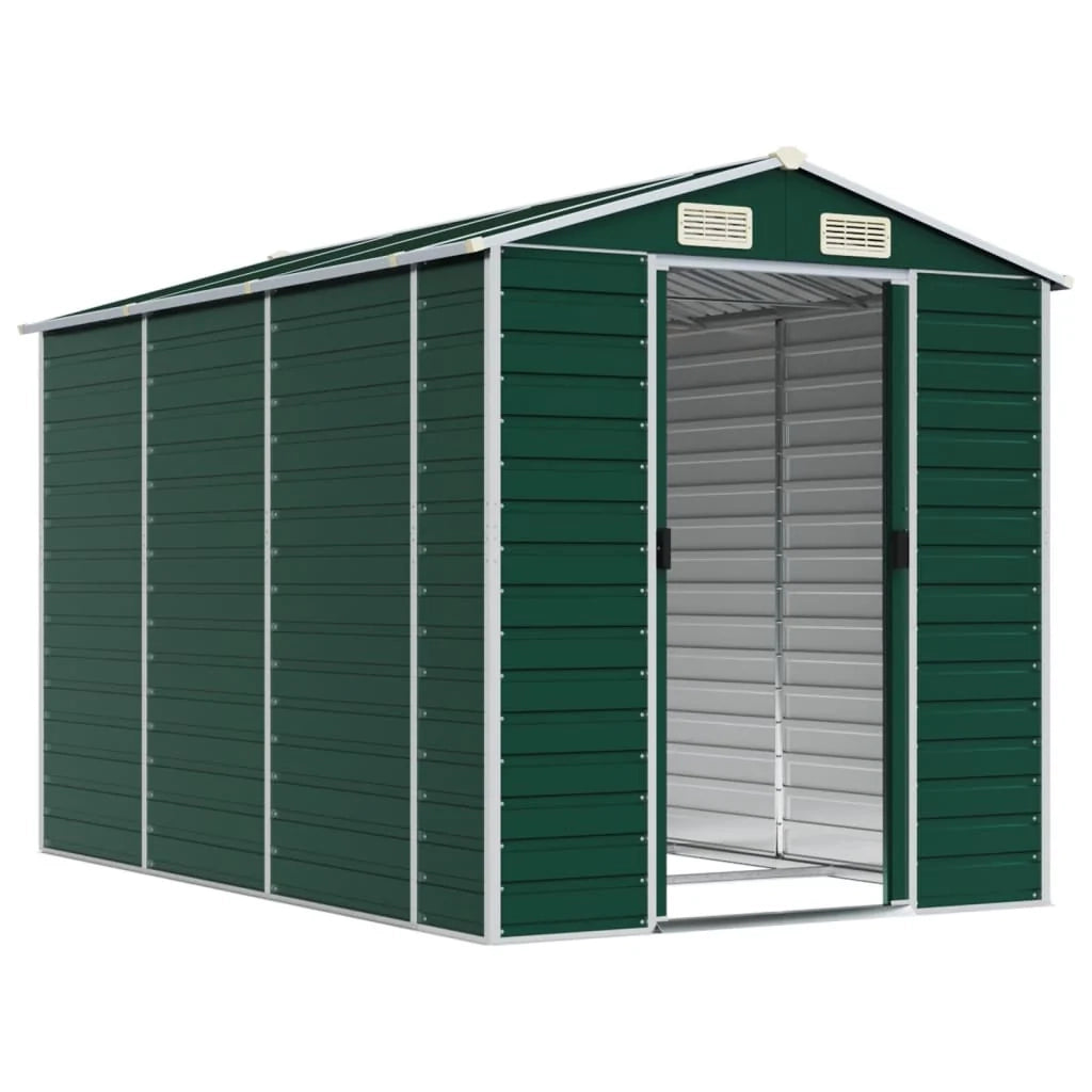 Casetta da giardino cabina ripostiglio casetta da esterno robusta casetta per attrezzi 191 x 300 x 198 cm acciaio zincato verde 02_0022349