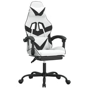 Sedia da Gaming | Sedia da e-sports con Poggiapiedi Bianco e Nero in Similpelle