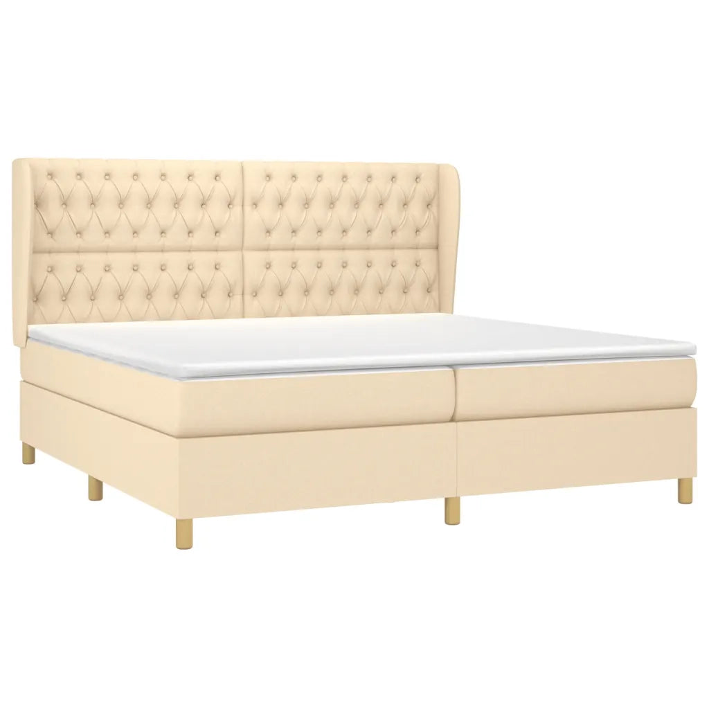 Giroletto a Molle con Materasso Crema 200x200 cm in Tessuto