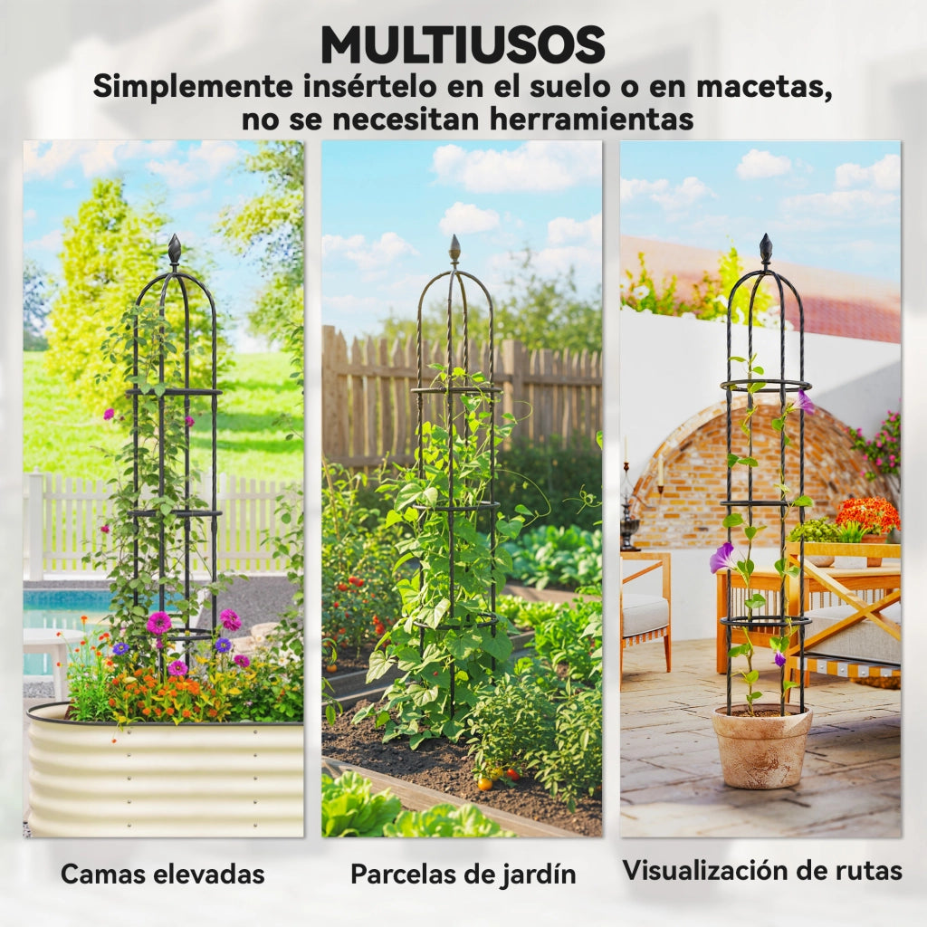 Obelisco Giardino Acciaio per Piante Rampicanti ¨C zephmum ¨C Nero 174cm