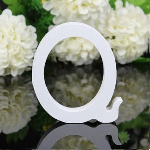LETTERA "Q" IN LEGNO BIANCO 12CM ALFABETO MATRIMONI COMPLEANNI DECORAZIONI FESTA