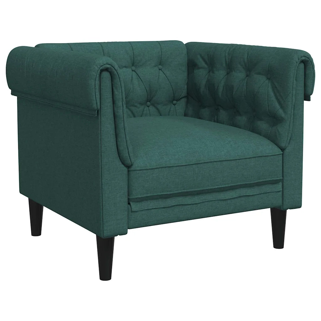 Divano Sedia-Poltrona Chesterfield Verde Scuro in Tessuto