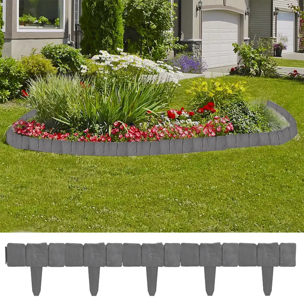Set 41 pz Recinzione giardino/prato in plastica imitazione pietra 10 m