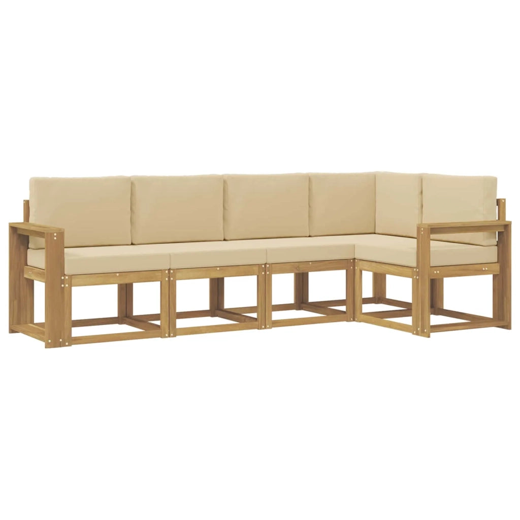 Set di divani da esterno 5 pz Bianco e Beige 3387637