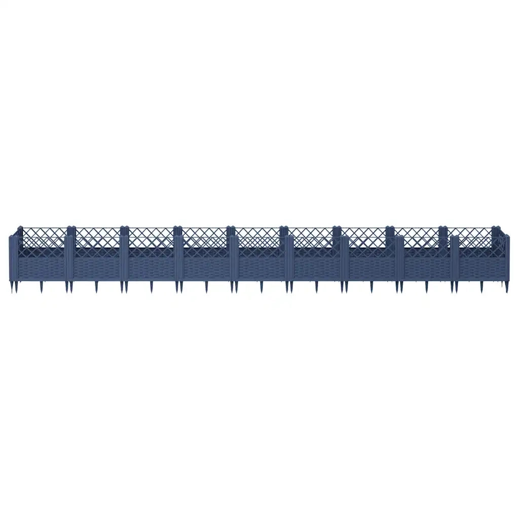 Fioriera | Cassetta per fiori | Vaso Giardino Picchetti Grigio Blu 363,5x43,5x43,5 cm PP