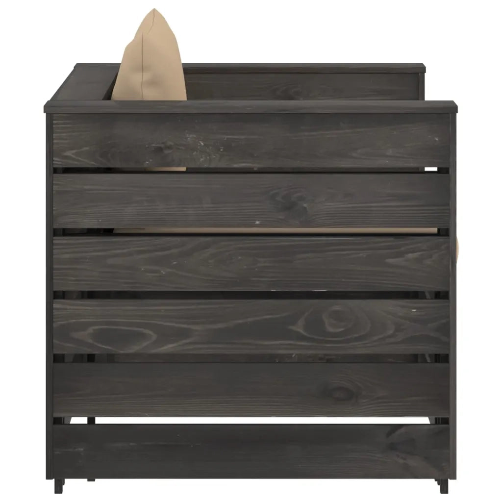 Set Salotto da Giardino 2pz | Set di Mobili da Esterno con Cuscini Legno Impregnato Grigio