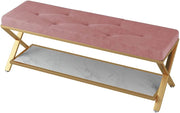 scarpiera Panca per Scarpe Panca per Ingresso Panca per corridoio Porta d'ingresso, Porta, Soggiorno, Stanza di Fango - Struttura in Ferro Rosa 80 cm