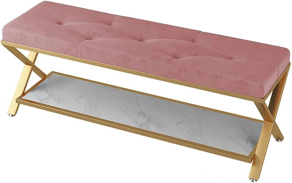 scarpiera Panca per Scarpe Panca per Ingresso Panca per corridoio Porta d'ingresso, Porta, Soggiorno, Stanza di Fango - Struttura in Ferro Rosa 80 cm