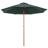 Ombrellone da giardino in legno di pioppo, copertura di poliestere Verde, Stabile, Anti-UV, Ø270 x 250cm