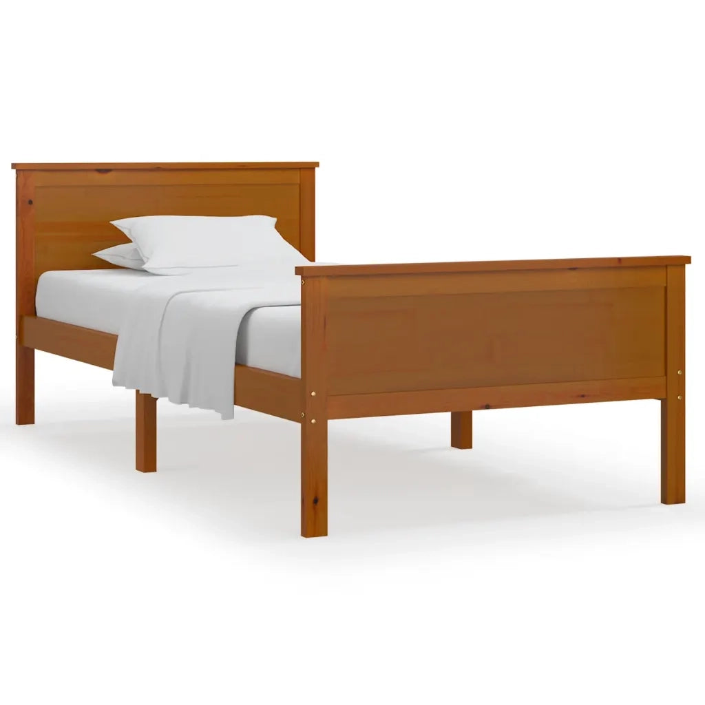 Giroletto-Struttura Letto Marrone Ambra in Legno Massello di Pino 100x200 cm