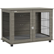Tavolo per cani con gabbia ¨C zephmum ¨C grigio 100x60x73.5 cm