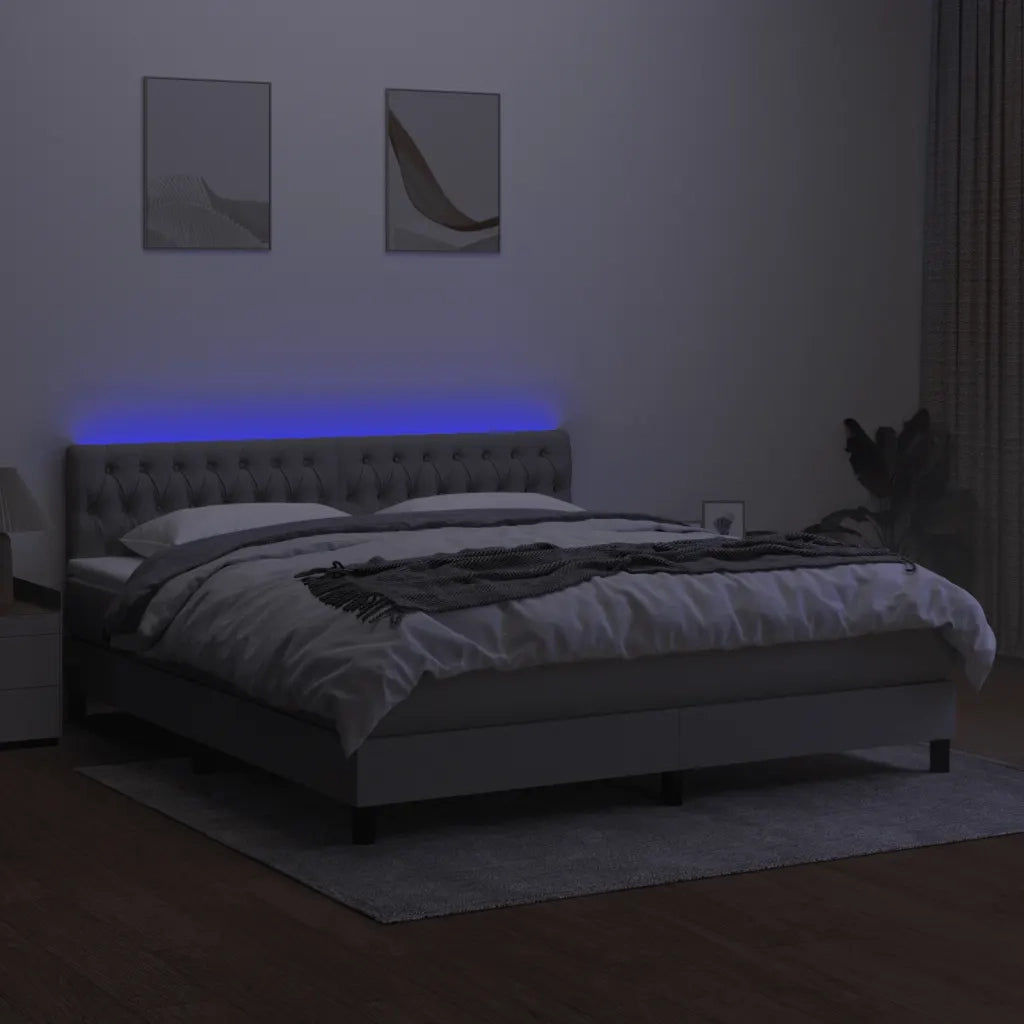 Letto a Molle Materasso e LED Grigio Chiaro 160x200 cm Tessuto cod mxl 45554