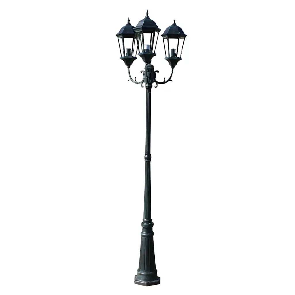 Lampione da Giardino 3 Bracci 230 cm Verde Scuro/Nero Aluminio CFW4940597