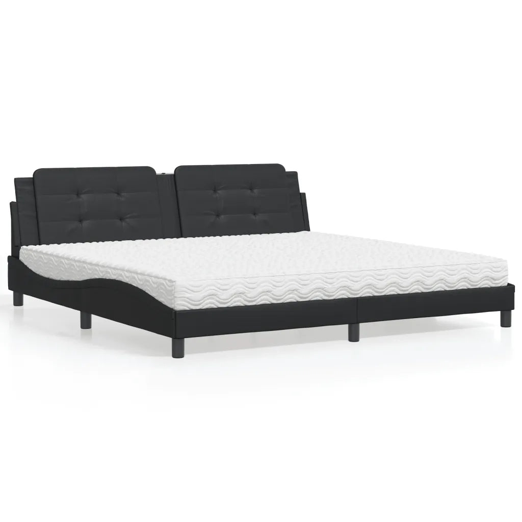 vidaXL Letto con Materasso Nero 200x200 cm in Similpelle