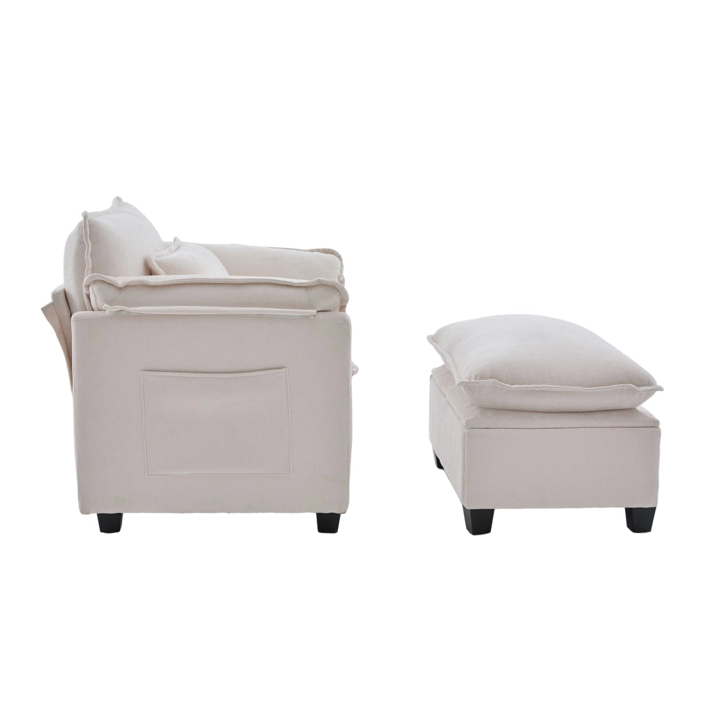 Poltrona XXL con Poggiapiedi e Cuscino ¨C MINIMAL ¨C Velluto, Soggiorno