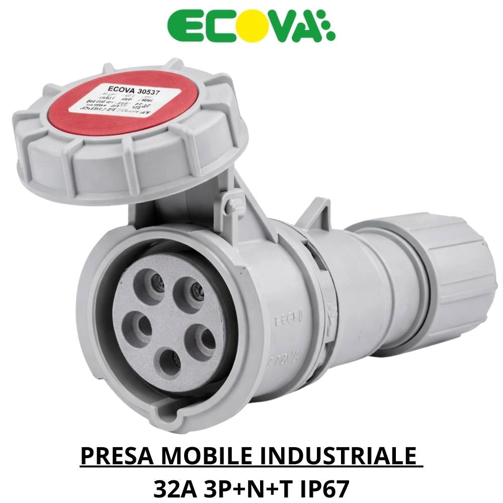 Presa mobile industriale ecova ip67 trifase 16a e 32a *** ampere 32 ampere, confezione 1