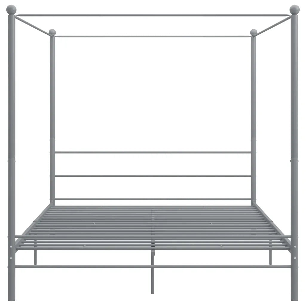 Letto a Baldacchino Grigio in Metallo 180x200 cm 325068