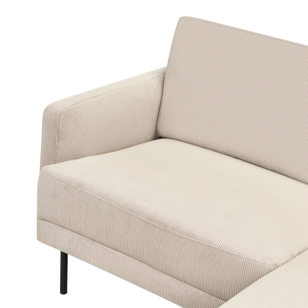 Divano imbottito angolare sinistro 2 posti con gambe in metallo beige Schienale imbottito stile moderno e minimalista