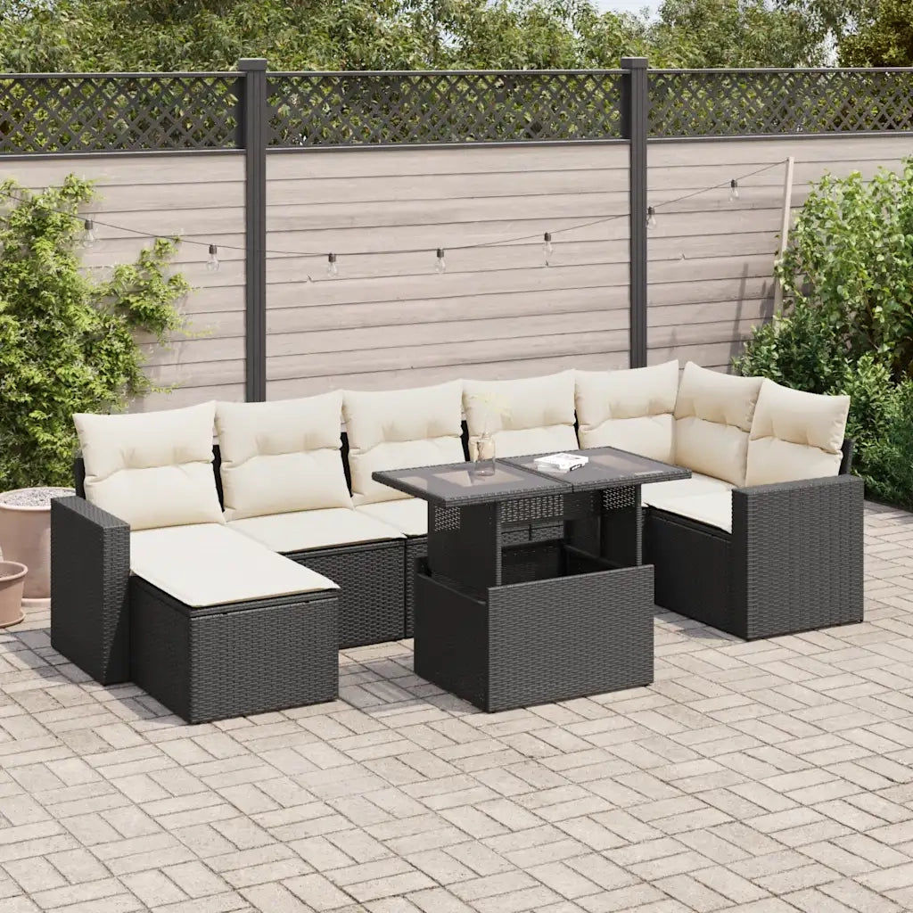 Set Divani da Giardino con Cuscini 8 pz Nero in Polyrattan 3326357