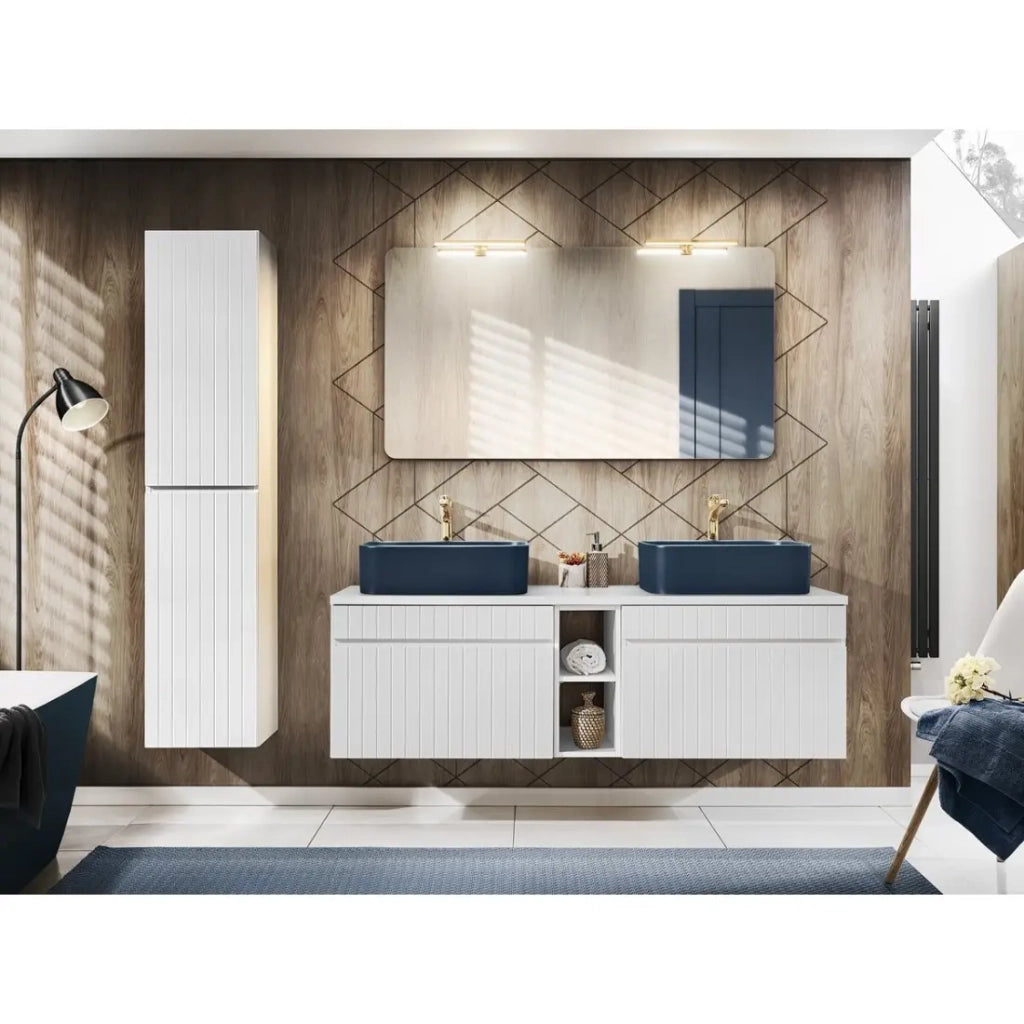 Lavabo da appoggio rettangolare 50,5x38 cm blu navy opaco con piletta click clack