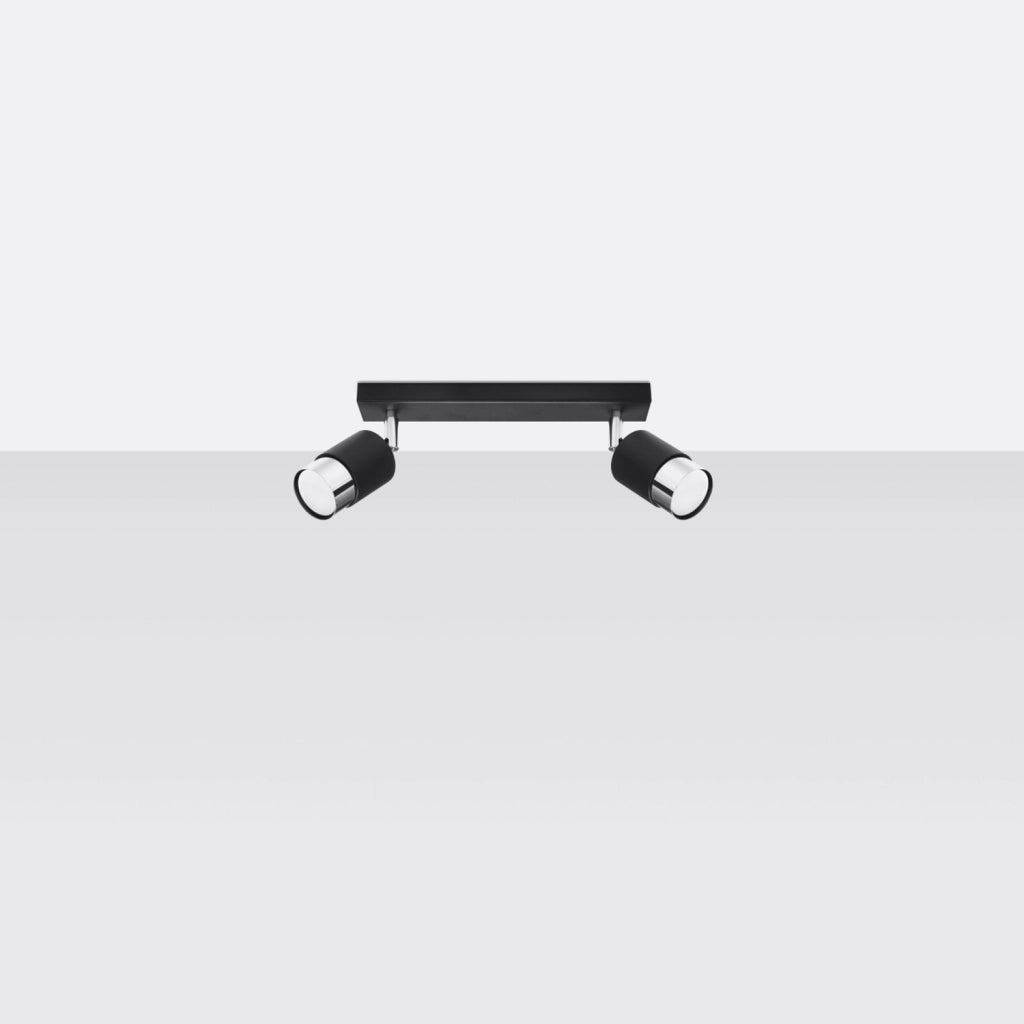 Faretto soffitto nero/cromo doppio barra 2xGU10 Pure Lume
